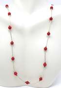 Coral Beaded Sterling Silver Necklace