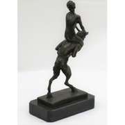 Piggy Rider Satyr and Nude Woman Bronze Sculpture