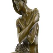 Nude Hawaiian Female on Stone Bronze Sculpture