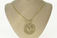 10K Yellow Gold Pave Cubic Zirconia Medusa Medallion Pendant