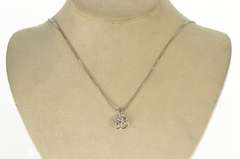 14K White Gold 1/4 Ct Early American Diamond Solitaire Spiral Pendant