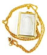Vintage Domed Crystal Cameo Necklace