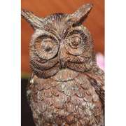 Owl Bird Bronze Sculpture on Marble Base