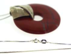 Sterling Silver Agate Pendant With Lomg Chain