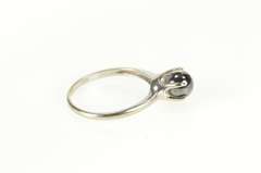 10K White Gold Hematite Sphere Solitaire Unique Statement Ring