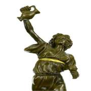 Greek Lady Girl Water Jug Vase Bronze Sculpture