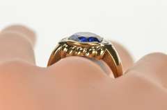 10K Yellow Gold Men's Retro Syn. Sapphire Diamond Statement Ring