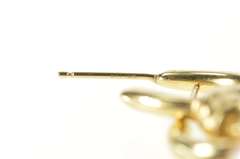 14K Yellow Gold Retro Twist Semi Hoop Pearl Drop Dangle Earrings