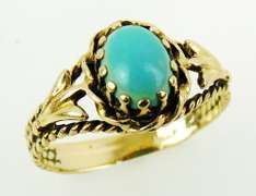 Vintage 14K Gold Turquoise Ring, Size 6