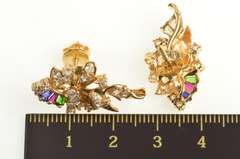 18K Yellow Gold Ornate Cubic Zirconia Encrusted Statement Earrings