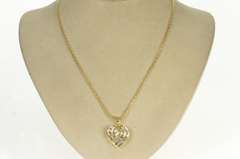 10K Yellow Gold 1.00 Ctw Baguette Diamond Channel Heart Pendant