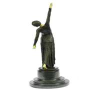 Belly Dancer Bronze Sculpture on Marble Base Statue