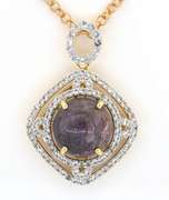 Stately Massive 28.73CTS Star Ruby & Topaz Necklace in Vermeil