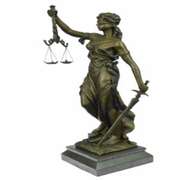 Lady Blind Justice Bronze Statue with Marble Base Sculpture