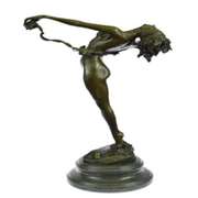 Nude Beauty Stretching Bronze Sculpture