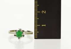 18K White Gold 1960's Natural Emerald Solitaire Engagement Ring