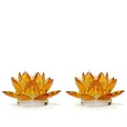 Crystal Gold Lotus Candleholder - Set of 2