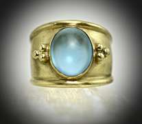 High-Fashion 18K Cabachon Blue Topaz Ring