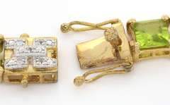 Awesome Peridot & White Topaz Necklace in Vermeil