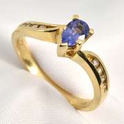 Pear Shaped Tanzanite & Diamond Ring