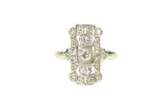 18K White Gold 0.33 Ctw Art Deco Diamond Filigree Engagement Ring