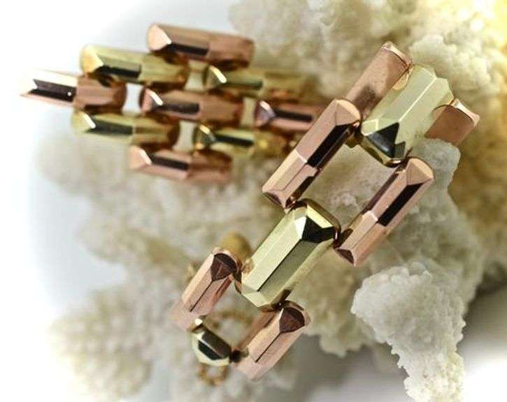 Super 14K Deco Bracelet and Brooch Set