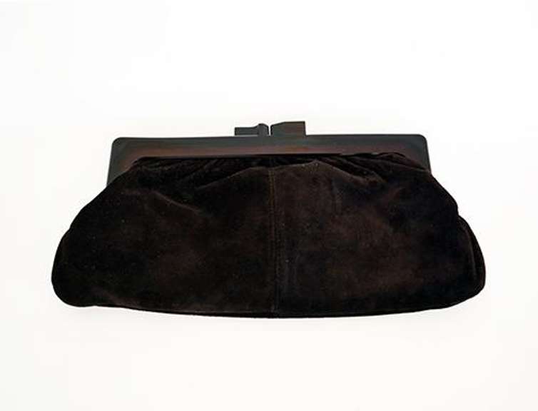 Vintage Italian Suede Clutch Purse with Bakelite Frame