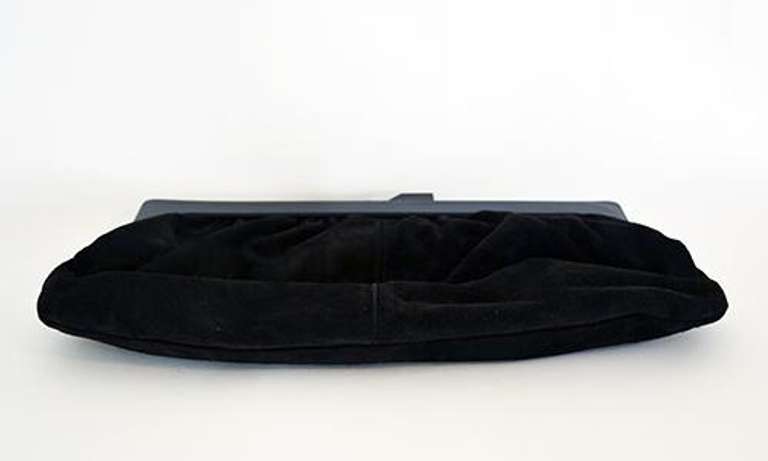 Vintage Italian Suede Clutch Purse with Bakelite Frame
