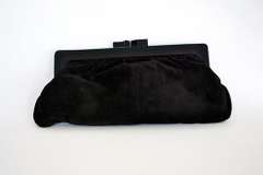 Vintage Italian Suede Clutch Purse with Bakelite Frame