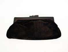 Vintage Italian Suede Clutch Purse with Bakelite Frame