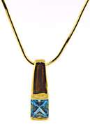 Stunning 14kt YG Blue Topaz Bar Set Necklace