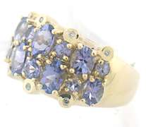Nice Tanzanite and Diamond Cluster Ring