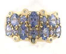 Nice Tanzanite and Diamond Cluster Ring