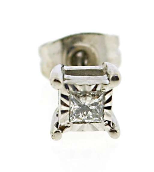 Sparkling Silver Princess Cut Diamond Single Stud
