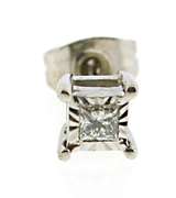 Sparkling Silver Princess Cut Diamond Single Stud