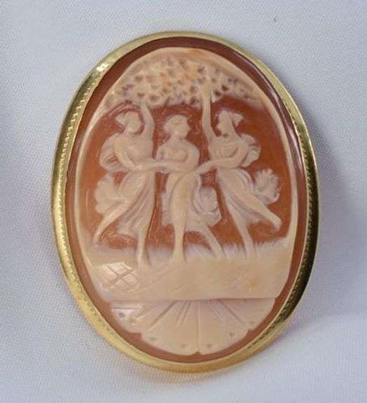 Sophisticated  Cameo Brooch/Pendant Set in 14K