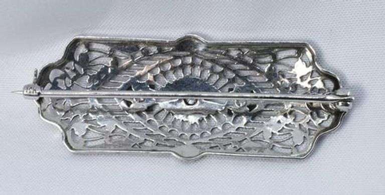 Classy Filigree and Diamond Pin in 10K WG