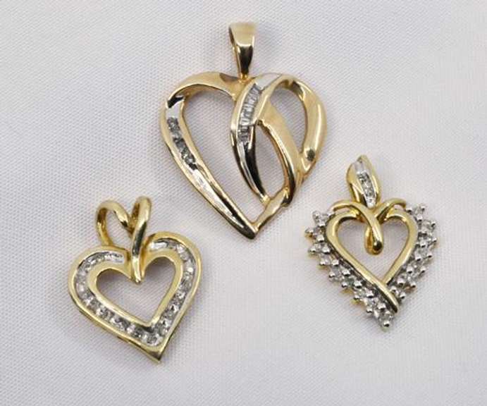 Suave Trio of Heart and Diamond Pendants