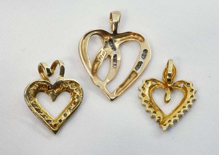 Suave Trio of Heart and Diamond Pendants