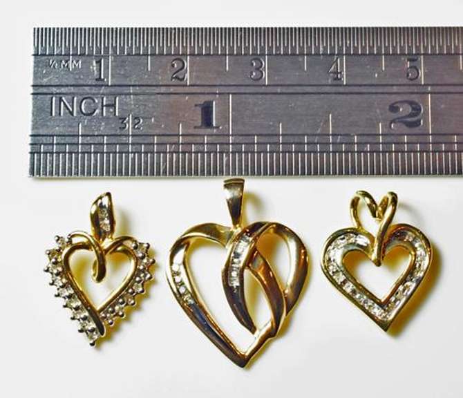 Suave Trio of Heart and Diamond Pendants