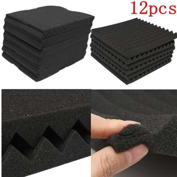 12 pcs Soundproofing Wedge Foam Tiles Wall Panels