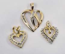 Suave Trio of Heart and Diamond Pendants