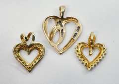 Suave Trio of Heart and Diamond Pendants