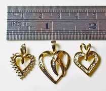 Suave Trio of Heart and Diamond Pendants