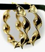 Twisted Ribbon Style Large 14K Hoop Earrings