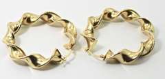 Twisted Ribbon Style Large 14K Hoop Earrings