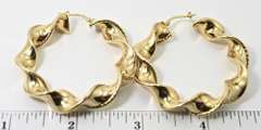 Twisted Ribbon Style Large 14K Hoop Earrings