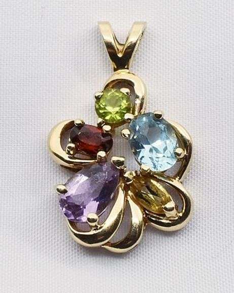 Charming Multi-Stone Pendant in 14K