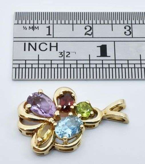 Charming Multi-Stone Pendant in 14K
