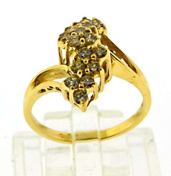 Lovely Diamond Waterfall Yellow Gold Ring